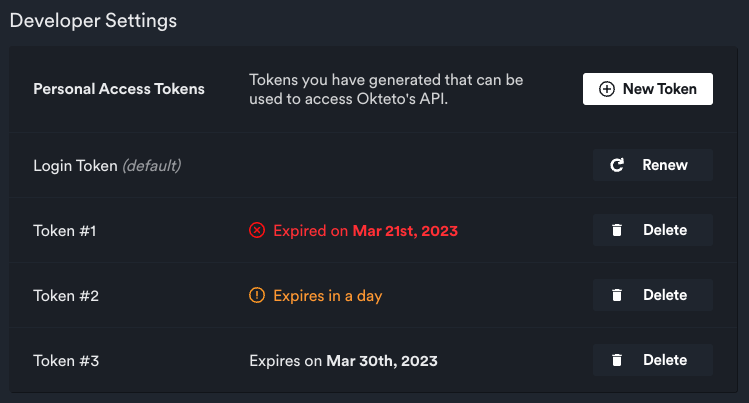 tokens expiration banner